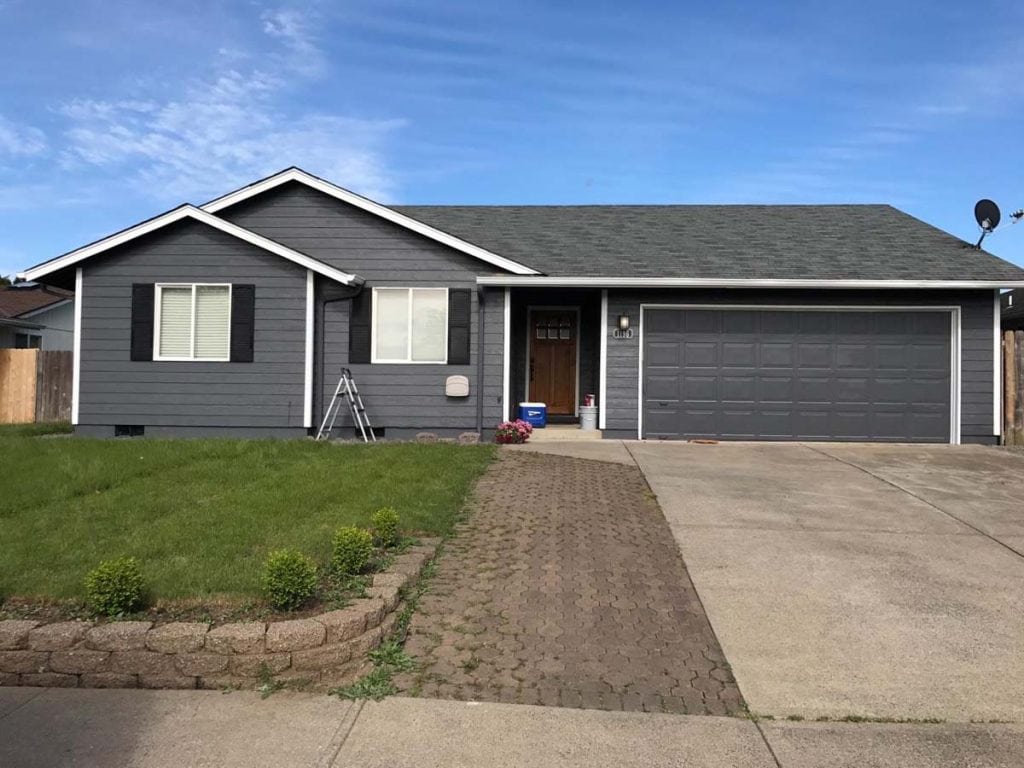 new exterior paint on contemporary house with shutters in Salem Keizer Oregon